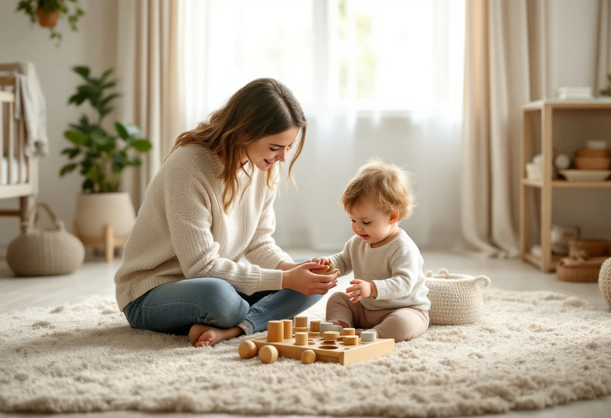 Parent and child playing